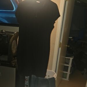 NOBO Black Midi Dress with Crew Neck and Short Sleeves